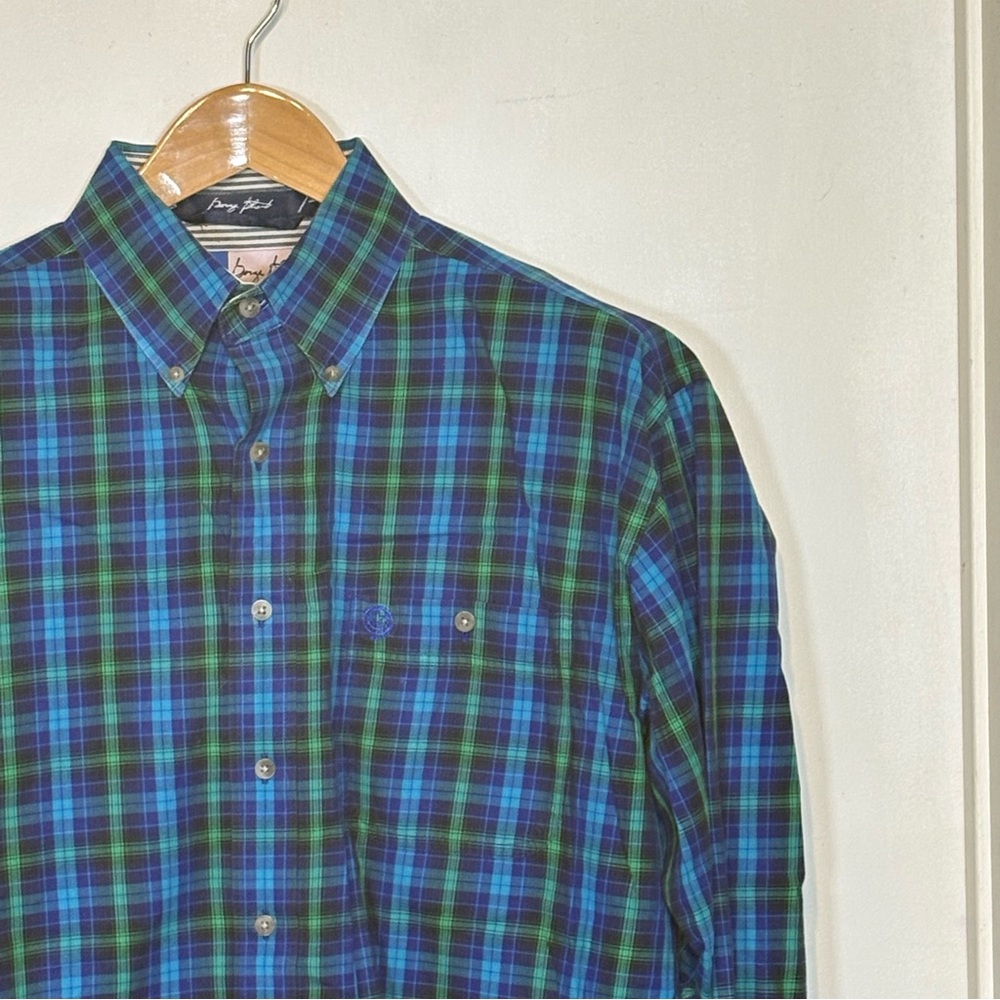 Wrangler men's George Strait Blue & Green Plaid‎ Button-Down Shirt Size 2XL